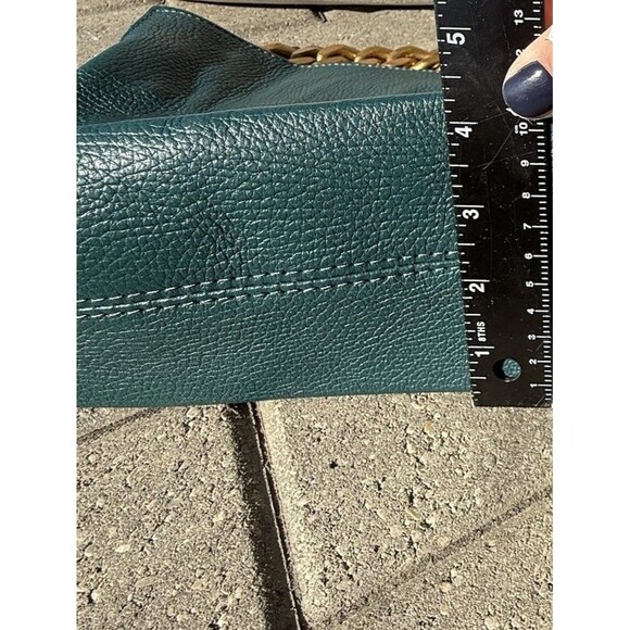Viola Castellani Italian Leather Dark Teal Purse Large Gold Chain Crossbody NWT - Picture 14 of 16